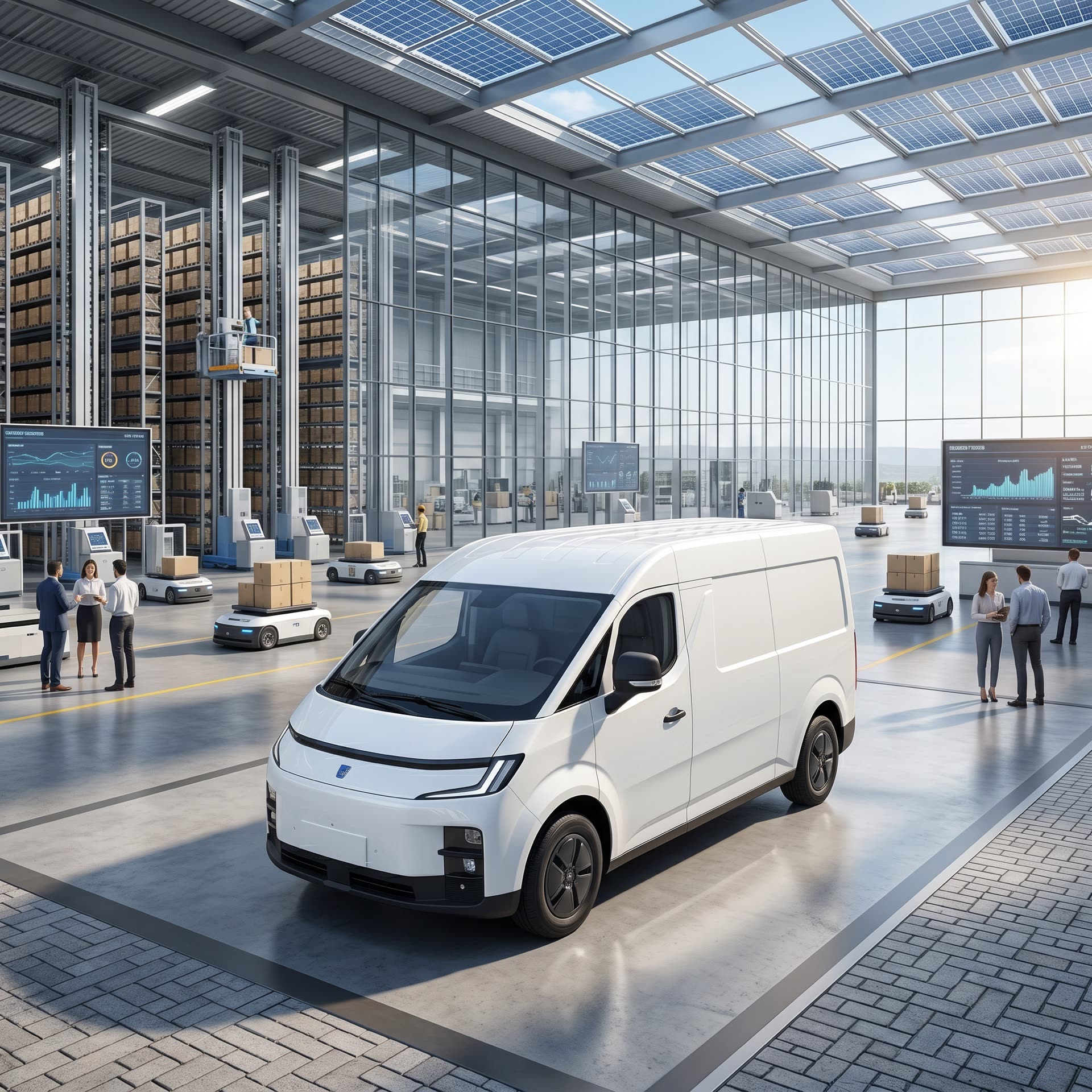 Gecko MagicWay en centro logístico con AGVs y operadores